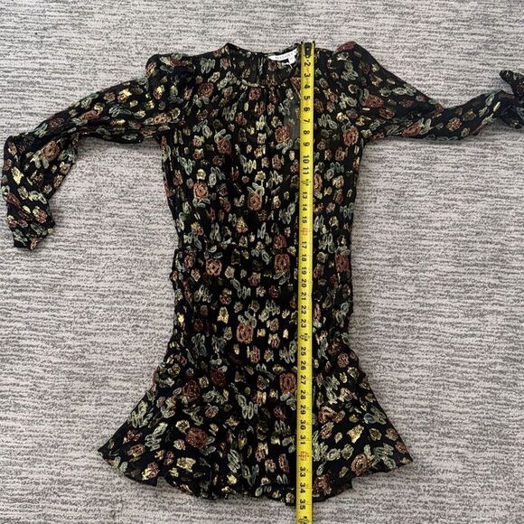 NWT VERONICA BEARD Black Gold Metallic Foil ROBIN Silk Ruched Mini Dress Size 2 - Picture 11 of 15